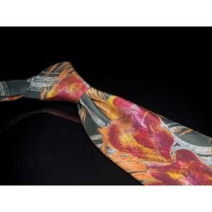 x'Andrini 100% Silk Tie Black Brown Abstract Men's Designer Necktie Italy